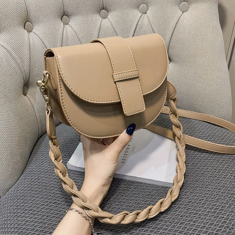 

Luxury Fashion Women Vintage Solid Color Retro PU Leather Crossbody Bags Shoulder Cross Body Saddle Bag Handbags Designer Bags