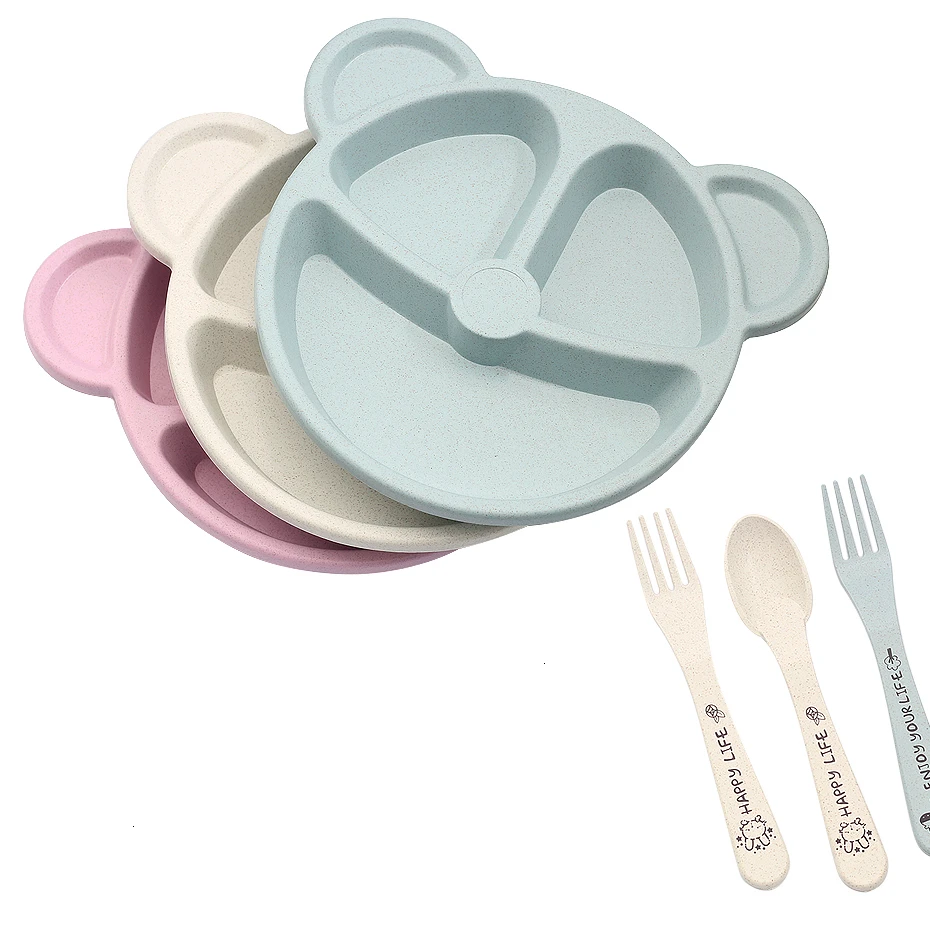 Tigela baby Talheres Fork Colher Feeding BPA Free дети из мультфильмов детские блюда для еды Противо-Горячая обеденная тарелка