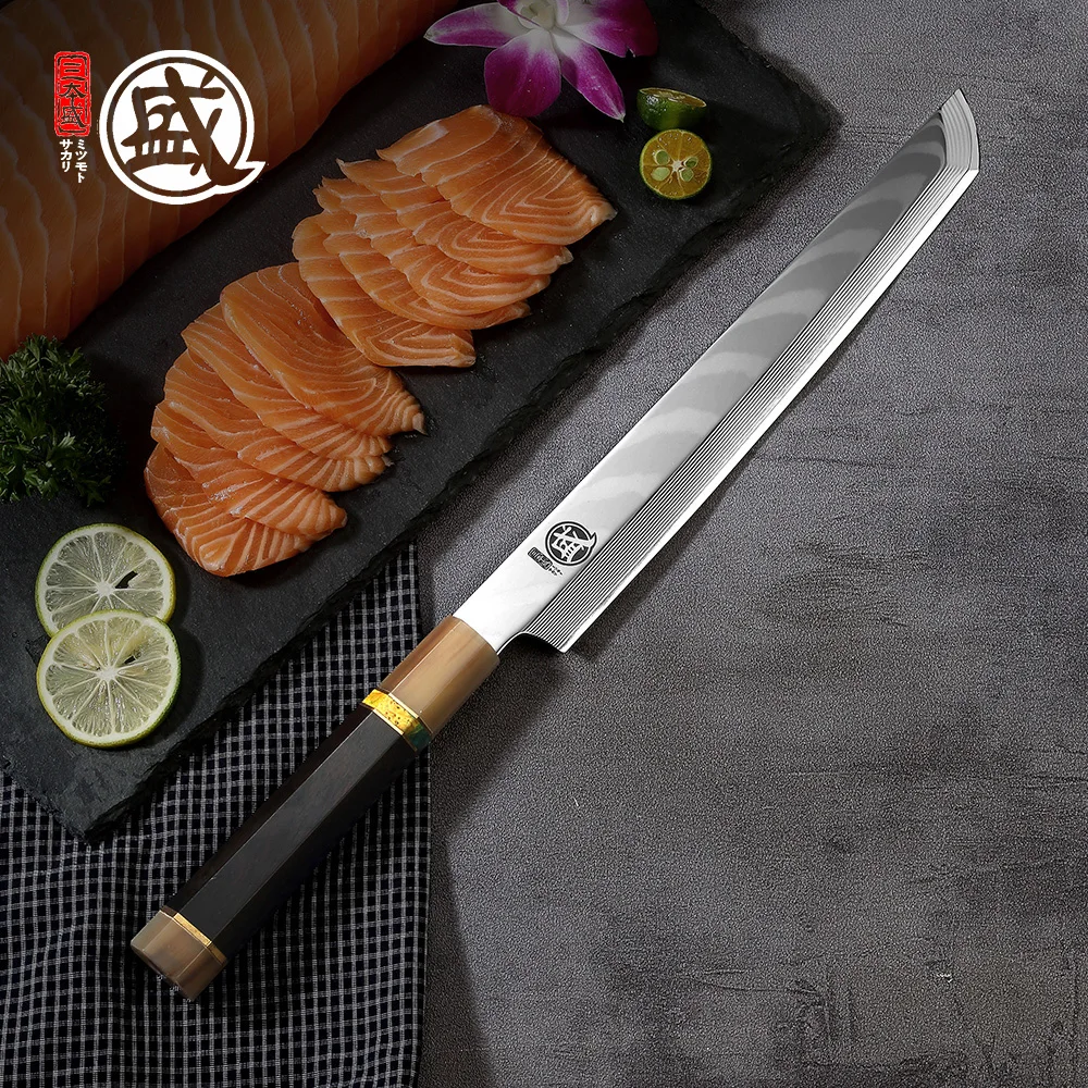 Нож MITSUMOTO SAKARI VG10 из дамасской стали 34 слоя 9 4 дюйма|Кухонные ножи| |