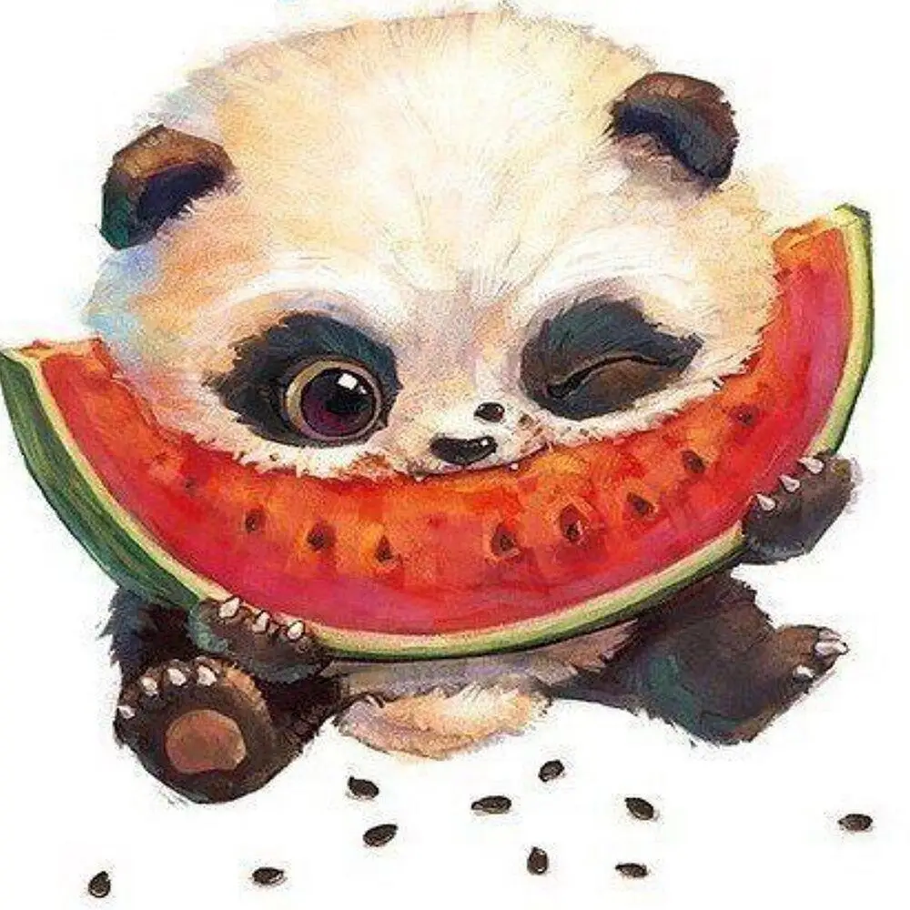 5D алмазная живопись полноразмерная картина акварельные панды арбуз Алмазная