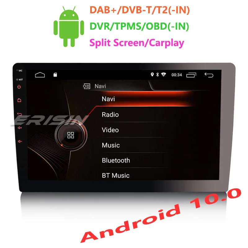 Автомобильный радиоприемник Erisin ES4210U 10 1 дюйма Android 0 GPS Wi Fi 4G TPMS DVR DAB + DSP CarPlay