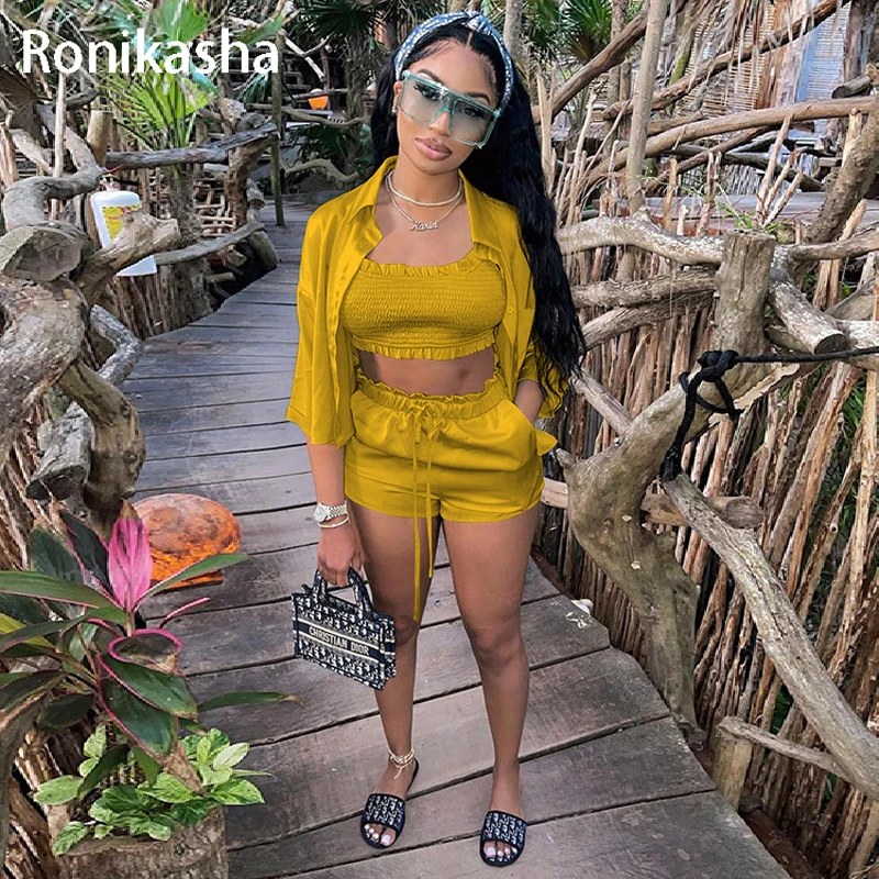 Комплект одежды Ronikasha из 3 предметов для женщин уличный костюм с отложным