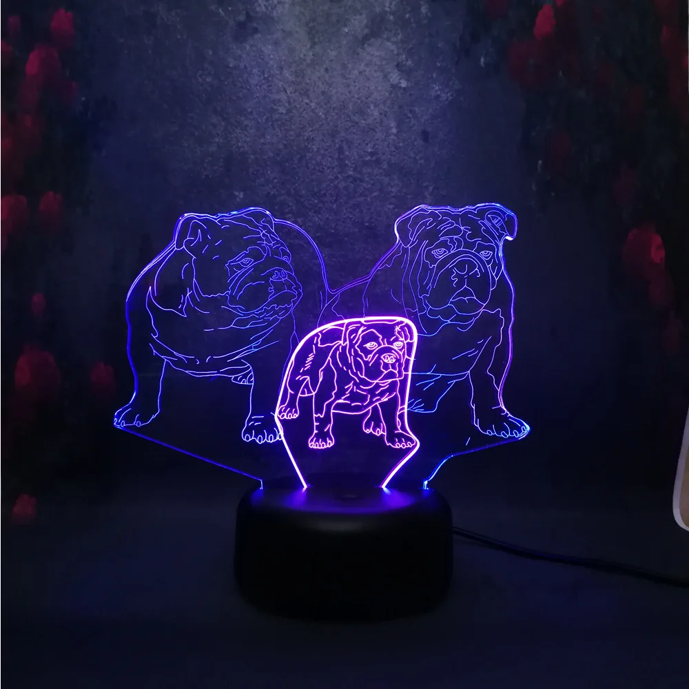 Иллюзия визуальный светодиодный 3D стерео настольная лампа собака Pooch семейная