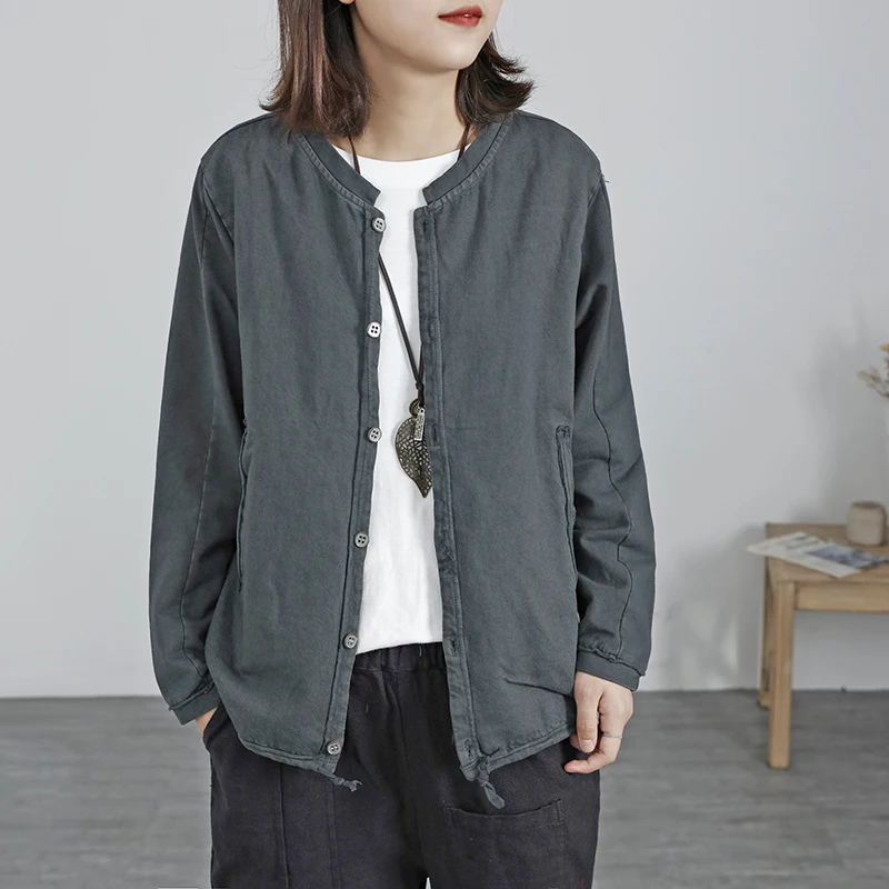 Cotton Women Jacket Original 2019 Spring Autumn Loose Thin Cardigan Long Sleeve Tops For | Женская одежда