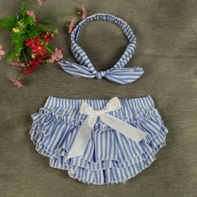 Модные цветочные полосатые детские плиссированные блумеры из хлопка для