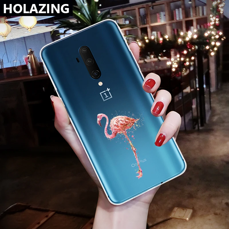Прозрачный чехол для OnePlus 7T Pro 7 6T 6 розовые Чехлы девочек с принтом фламинго