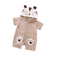 2021 cute cow tiger infant jumpsuit summer romper animal print girl boy cotton suit newborn climbing cartoon rompers 3 12m cheap