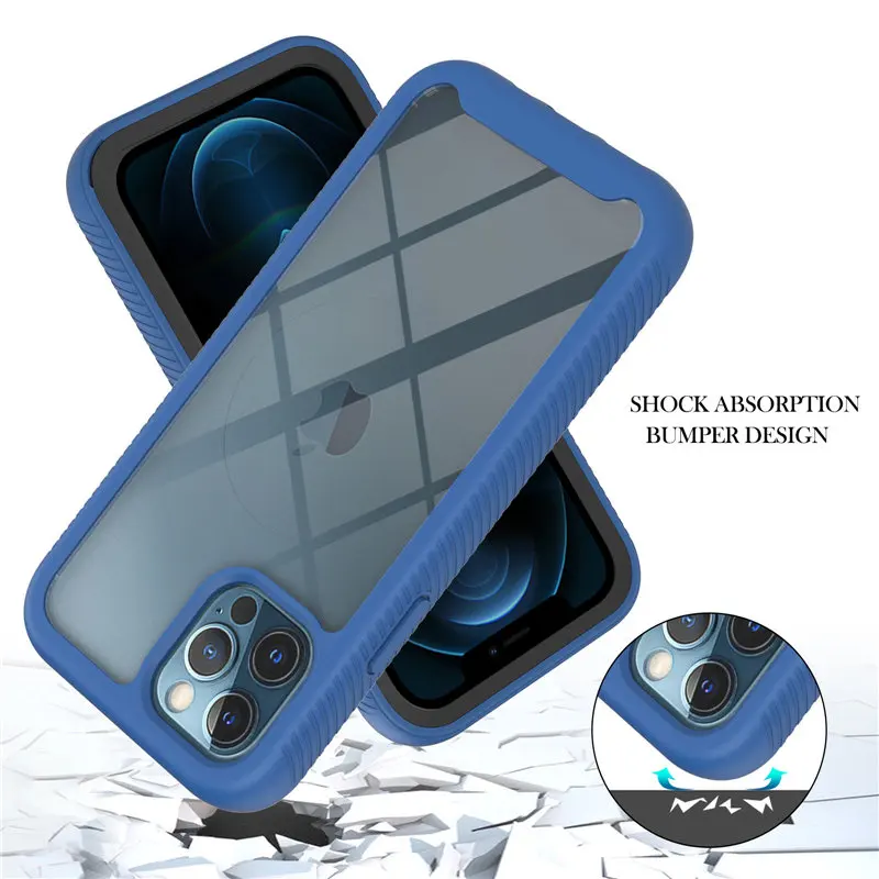 Противоударный чехол бампер для телефона iPhone 11 12 Pro Max XR XS X 7 8 Plus 11Pro SE 2020 Прозрачная