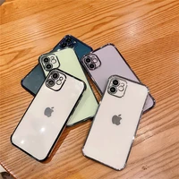 luxury 6d plated silver clear case for iphone 11 pro max x xr xs max soft silicone stockproof protect lens for 7 8 plus 12 cover
