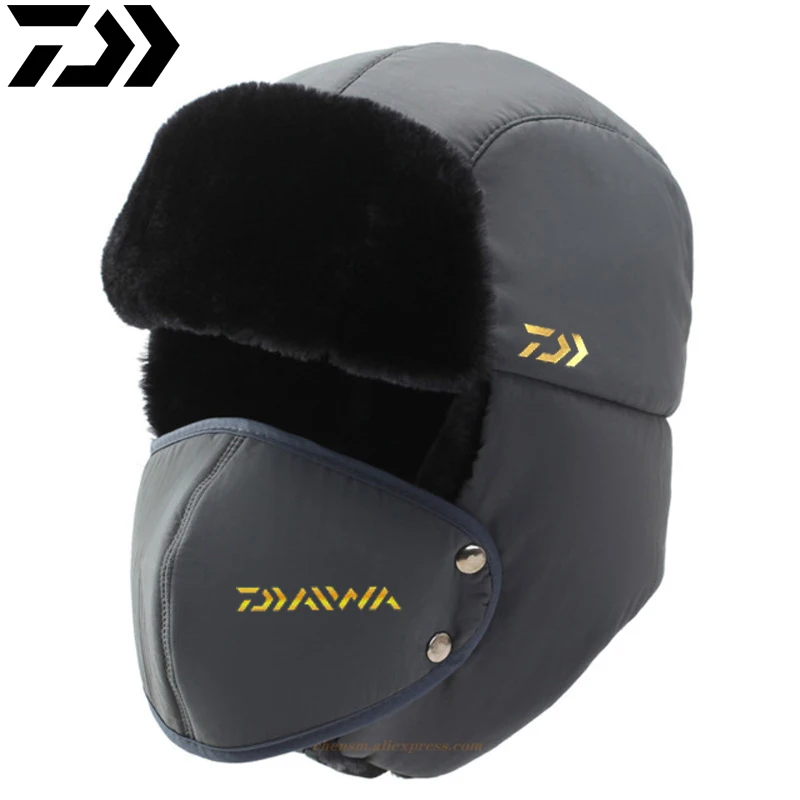 

Теплая зимняя шапка Daiwa для защиты ушей, мужская шапка-бомбер из искусственного меха с ушной застежкой, Ветрозащитная маска, шапка для холод...