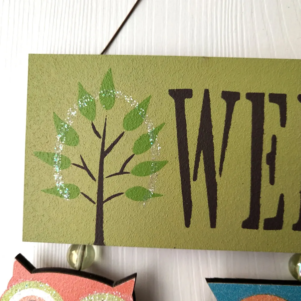 Owls Welcome Sign Wooden Hanging Door for Porch Patio Front Decor Home Garden Decorative Wall Ornament | Дом и сад