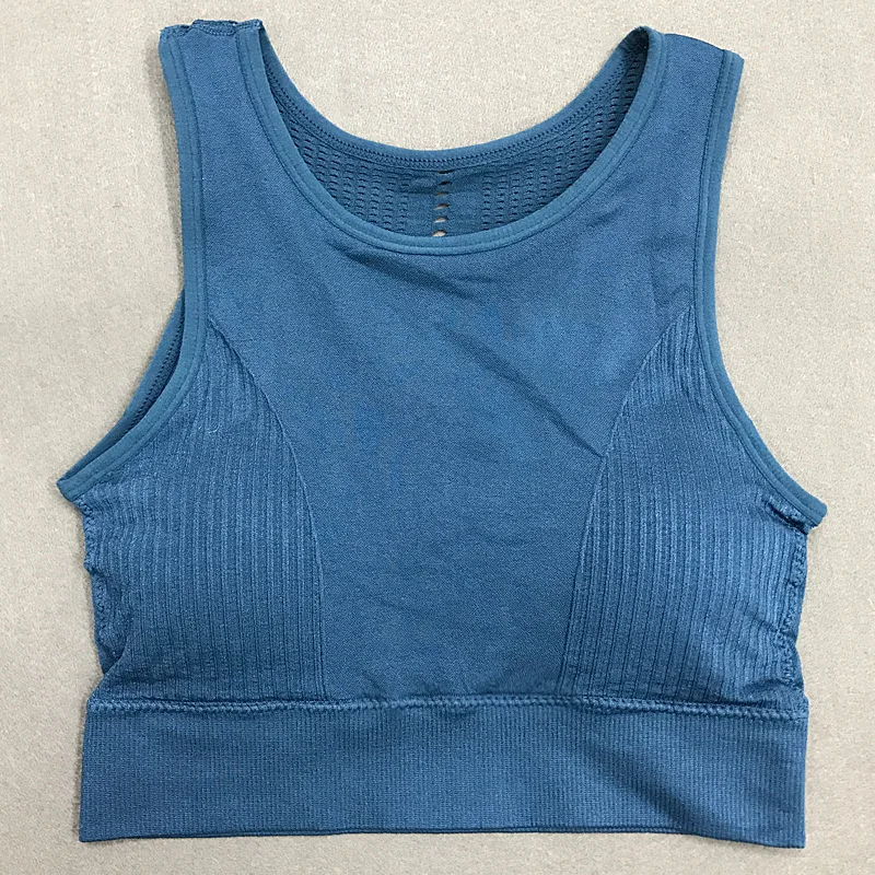 Фитнес бесшовный Женский спортивный бюстгальтер Топ укороченный Быстросохнущий