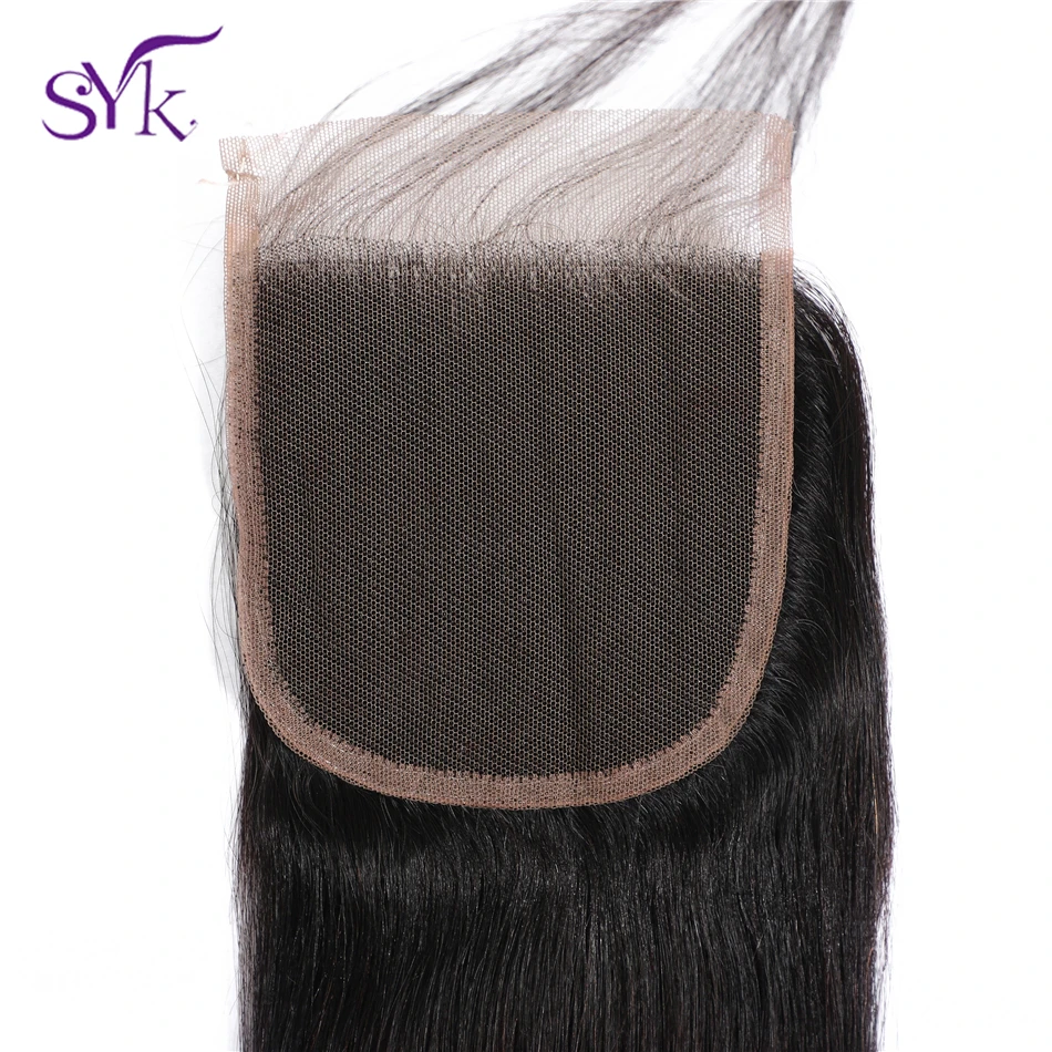 SYK волосы Омбре Кружева Закрытие бразильские человеческие T1B/99J прямые 4*4