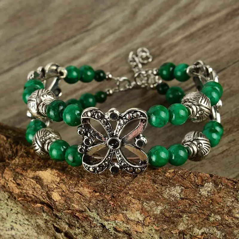 Женский браслет с бусинами в богемном стиле|Плетеные браслеты| |