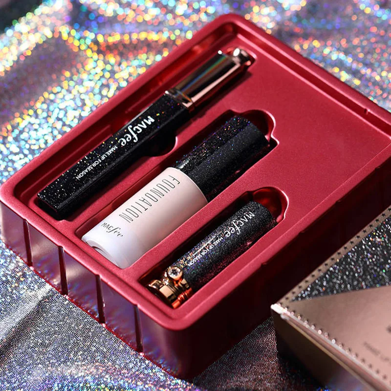 Makeup Set ma kou fei cui can xing chen Limited Edition Gift Box 3 Pieces Lipstick Mascara Liquid Foundation Combination of Equi | Красота и
