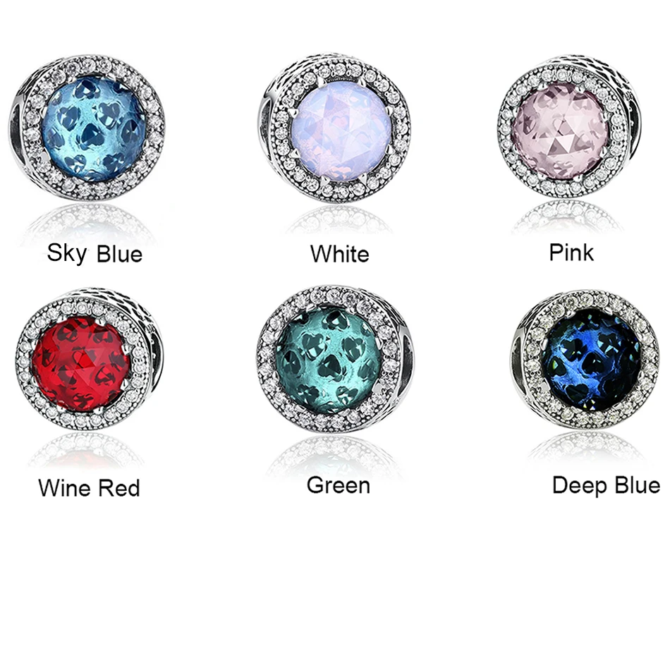 Чистого серебра 925 пробы серебро сердца Сердце Бусины Подходят оригинальный