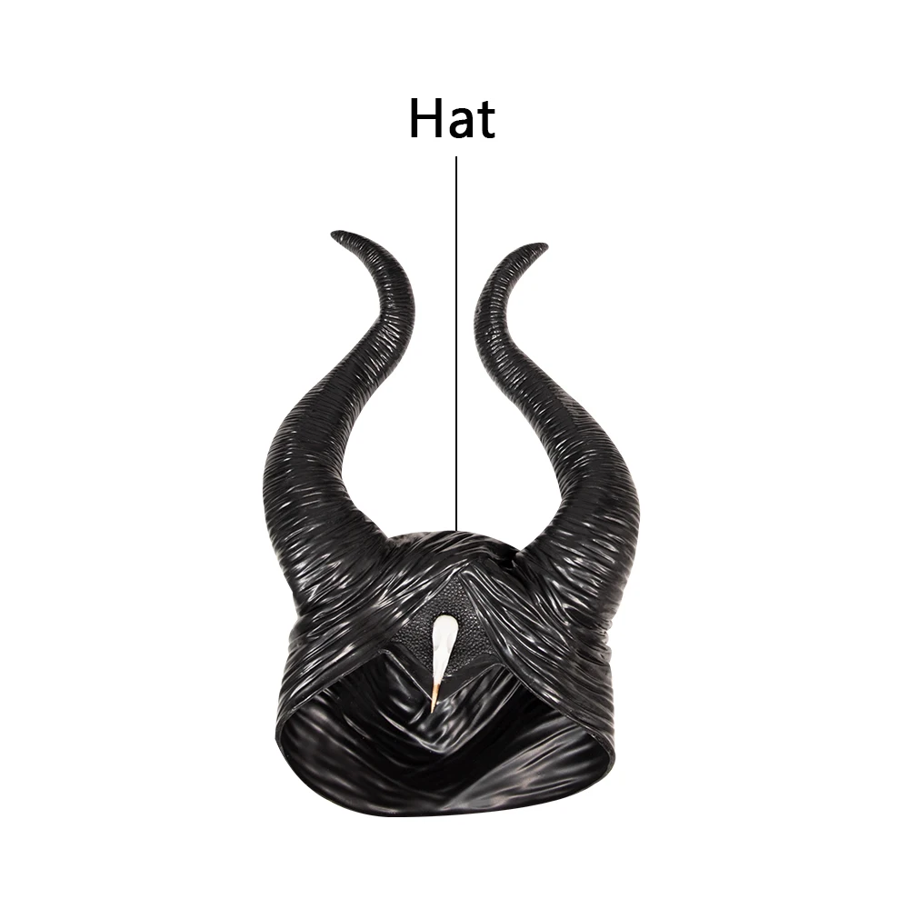 Maleficent Косплей Костюм любовница зла костюмы крылья Маска Костюм Анжелина Джоли Хэллоуин одежда головные уборы на заказ - Цвет: Only Horns Hat