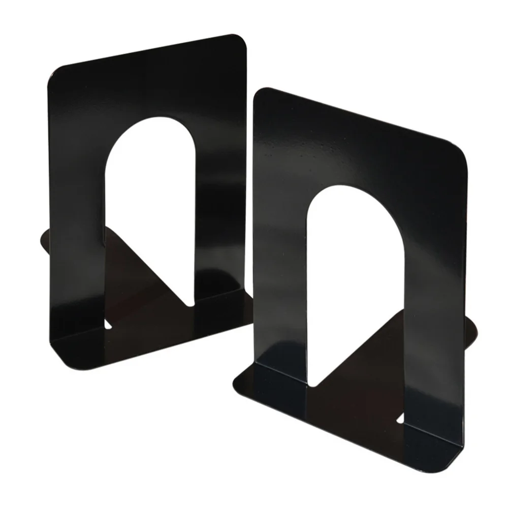 

4 Pairs Metal Bookends Nonskid Heavy Duty Book Ends Supports for Books DVDs Magazines (Black)