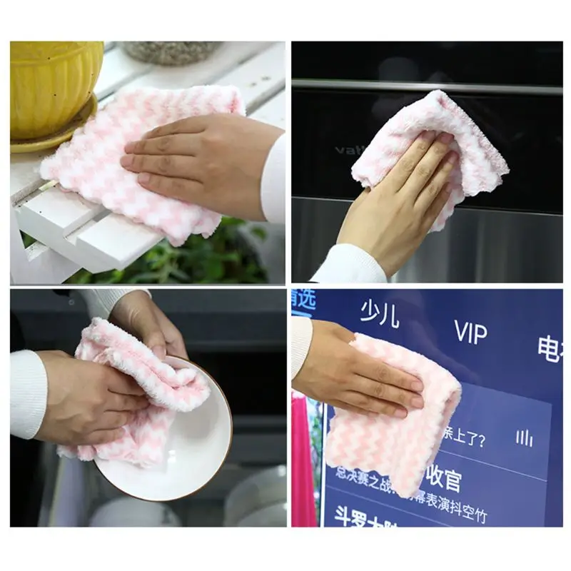 

20 Pcs Soft Coral Fleece Cleaning Dish Rag Washable Multifunctional Nonstick Oil Thick Cleaning Cloths Kitchen Home Supplies