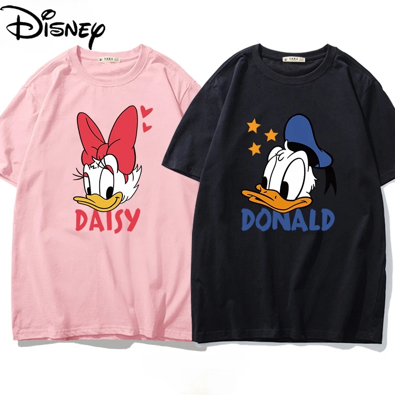 

Original Disney Donald Duck Daisy Couple T-shirt 2021 New Cartoon Couple Short Sleeve Loose Student Top