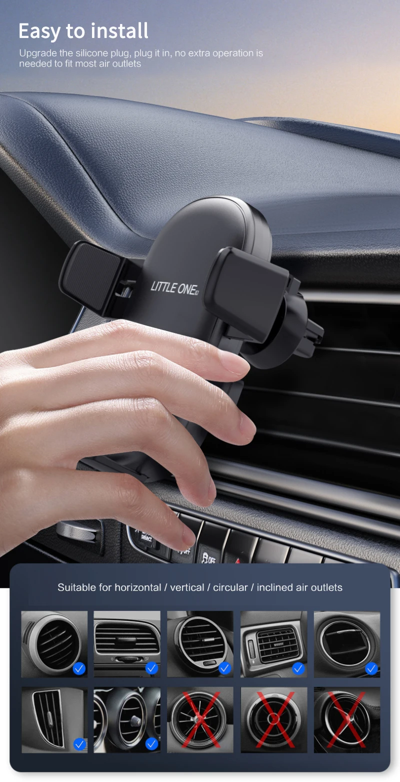 

Little One L Gravity Mobile Phone Bracket GPS Navigation Bracket Vent Mobile Phone Holder Suitable For 4.7-6.7 Inch Mobile Phone