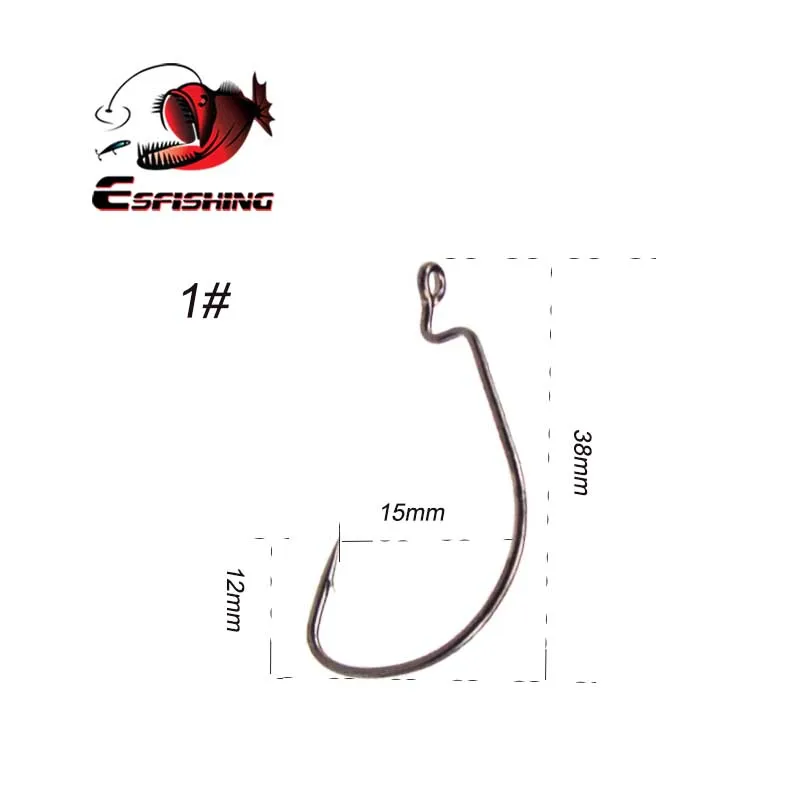 ESFISHING Offset Hook Carbon Steel Fishing Hooks Crank Big Bass Hook  Crank Barbed Hook for Soft Fishing Lure