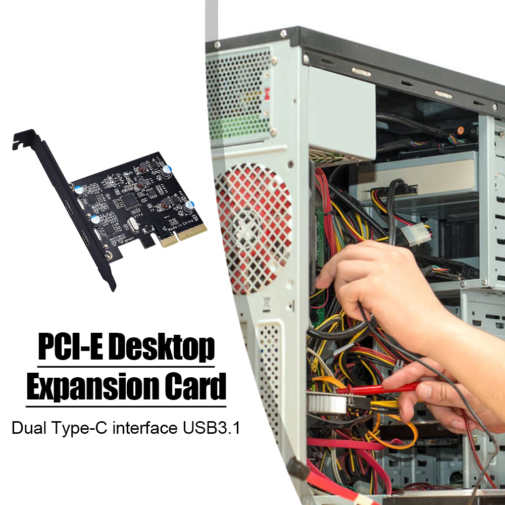 

PCI-E to USB3.1 Dual Type C Expansion Card 10Gbps Hgh-speed Transmission PCI Express Adapter for Windows 2000/XP/Vista/7/10