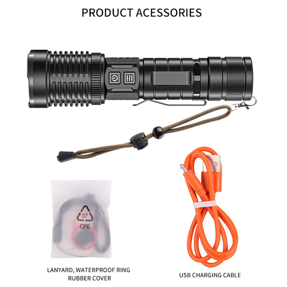 Высококачественный светодиодный фонарик XHP100 с микро-USB перезаряжаемый внешний