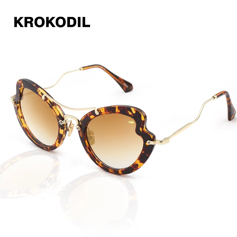 Krokodil New Fashion Heart Mirror Sunglasses Women Black Frame Gradient Sun Glasses Driving UV400 Eyewear Box 97293 | Аксессуары для