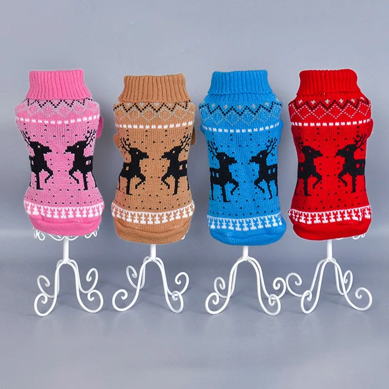 Рождественская Одежда для собак акриловый свитер чихуахуа щенков оленей мягкий