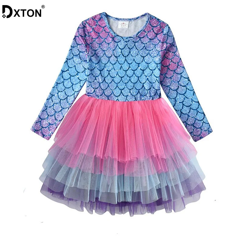 DXTON Princess Kids Dress Winter Girls Party Long Sleeve Baby Children Clothes 2019 Christmas Costumes LH4594 | Детская одежда и