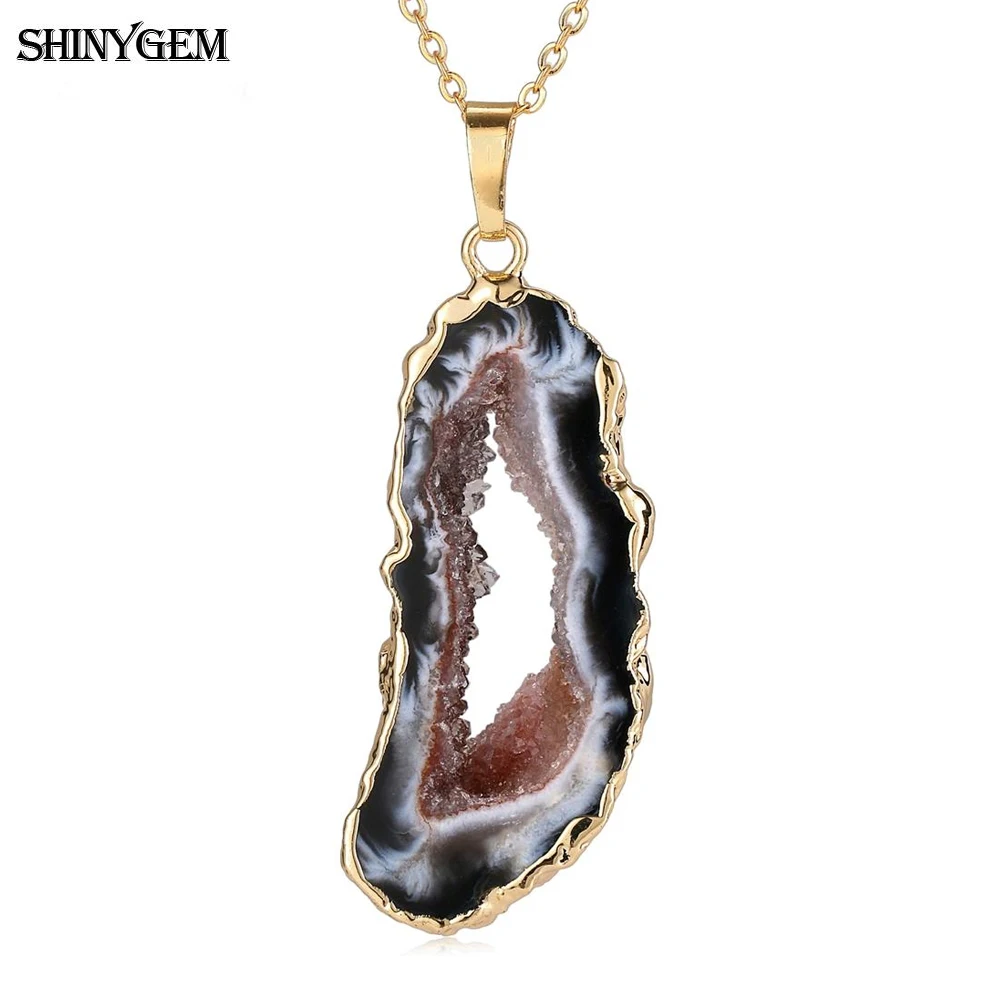 Блестящий Драгоценный Камень натуральный коричневый агаты кулон серебряное и