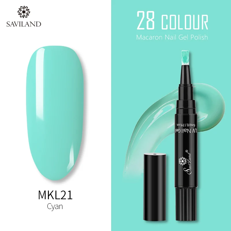 MKL21 SAVILAND 28 цветов блеск Макарон гель лак для ногтей ручка замочить от лак для ногтей праймер верхнее покрытие УФ гель лак для нейл-арта инструменты - Цвет: MKL21
