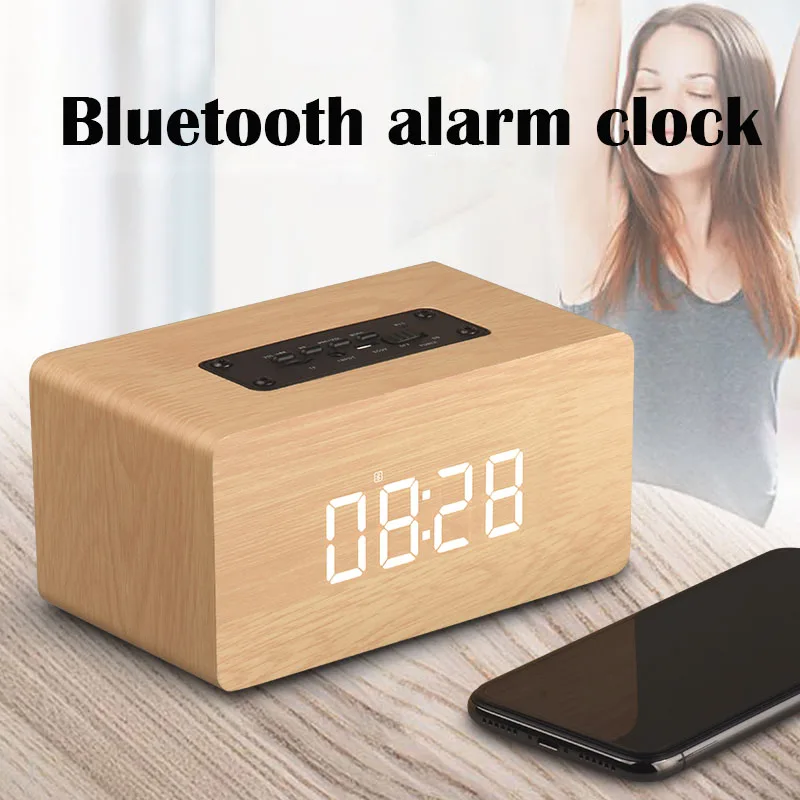 FM радио Будильник поддержка tf-карты AUX Портативный беспроводной Bluetooth цифровой