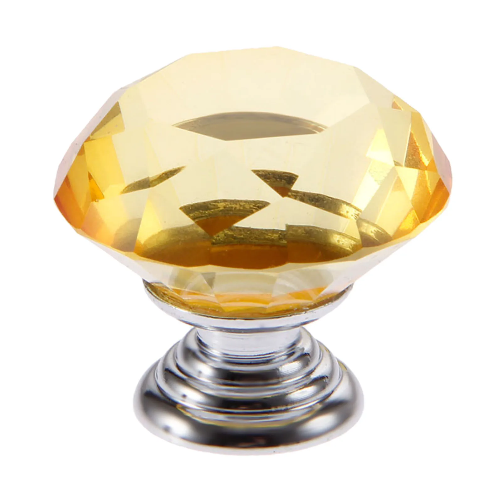 1X желтая ручка 30 мм в форме ромба Хрустальные стеклянные ручки для мебели ящиков