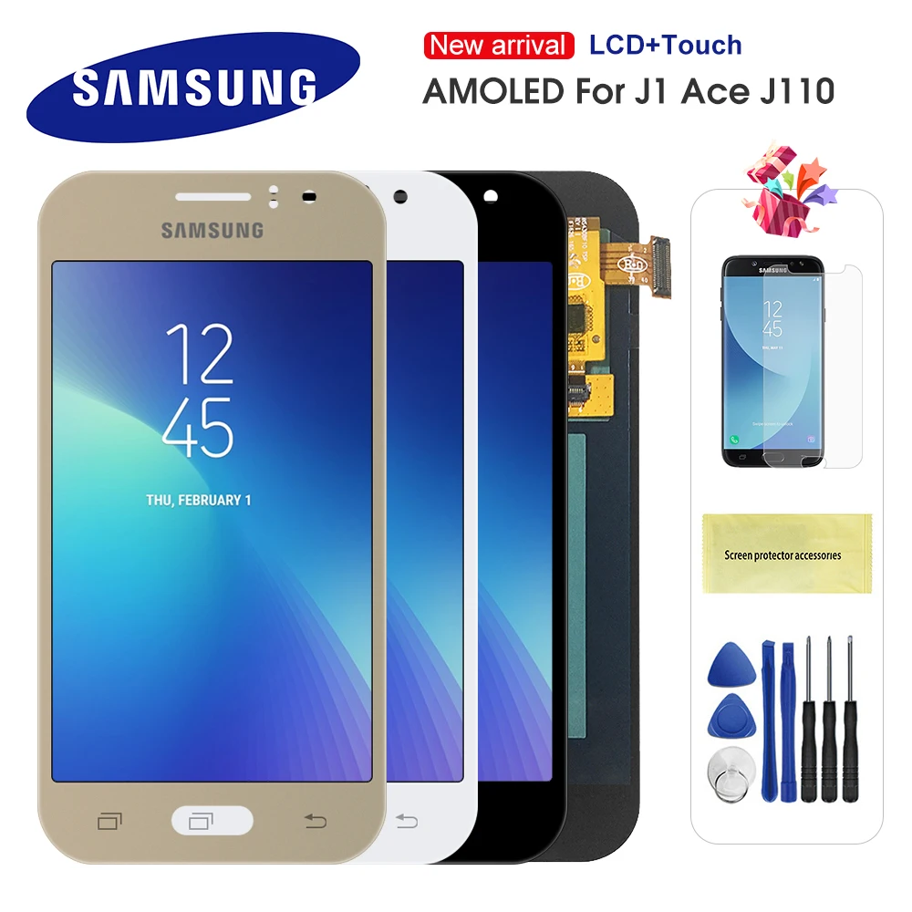 

ЖК-дисплей AMOLED для Samsung Galaxy J1 ACE J110 J110F J110H, дисплей с сенсорным экраном и дигитайзером в сборе, замена, оригинал