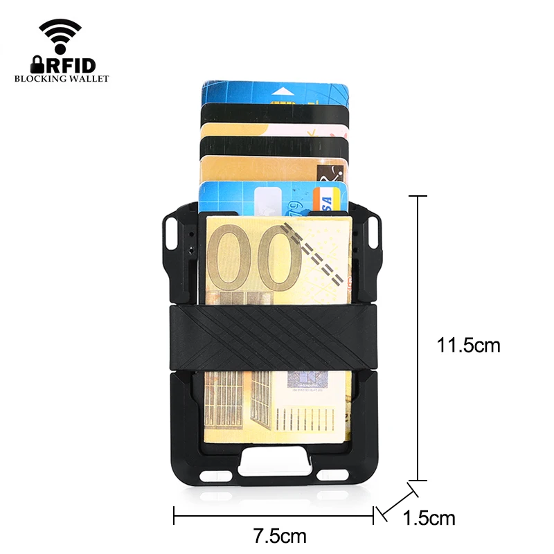 Держатель для карт DIENQI Rfid мужские бумажники из кожи и металла умный тонкий мини