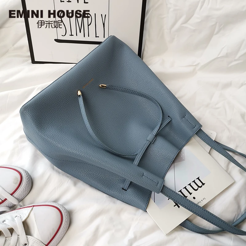 EMINI HOUSE мягкие из кожаного спилка вместительная сумка со шнуром роскошные сумки