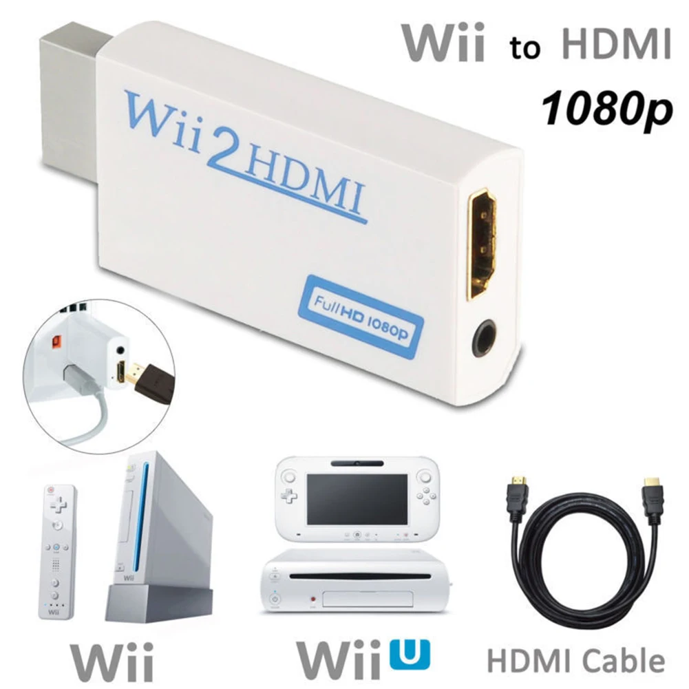 Для wii к HDMI HD Игры Аудио Белый адаптер Аксессуары 720p 1080p кабель устройство прочный