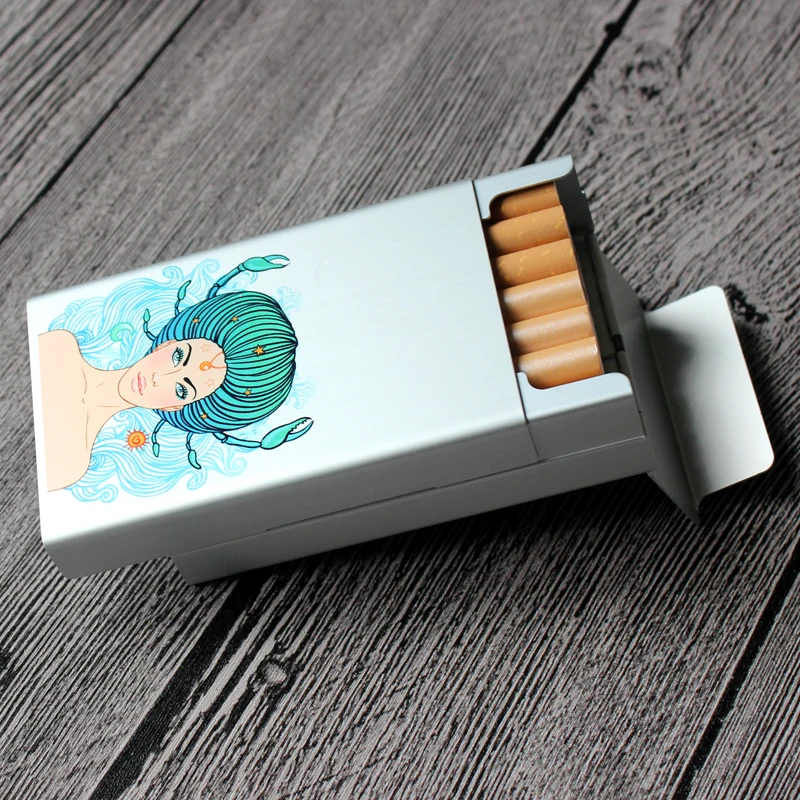 Металлический чехол для сигарет сползающий серебристый алюминиевый сплав