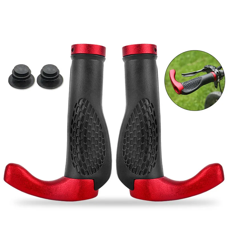 

Bicycle Silicone Handlebar Grips Anti-slip Rubber Handle MTB Cycling Bike Bilateral Locking Horn Handle Bicycle Grip