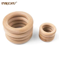 50pcs 405570mm beech wooden teether baby teething ring nature wooden teething pendant for diy tooth care accessories toys