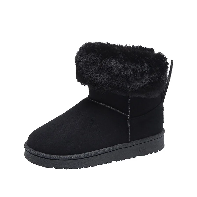 

My-Love Women Boots Winter Shoes Warm Black Round Toe Casual Plus Size Female Snow Boots