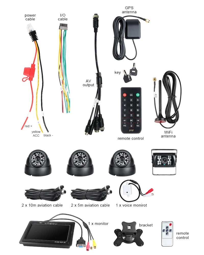 7 "автомобильный экран + 4 шт. 2.0MP HD камера SD Wifi GPS 4CH H.264 vehcale Мобильный Dvr наборы