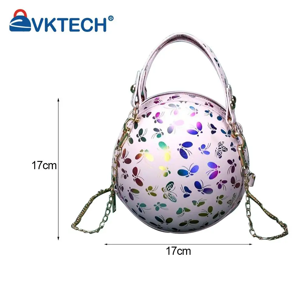 

Fashion Women PU Leather Butterfly Pattern Printing Spherical Crossbody Shoulder Messenger Bag Casual Ladies Chain Mini Handbags