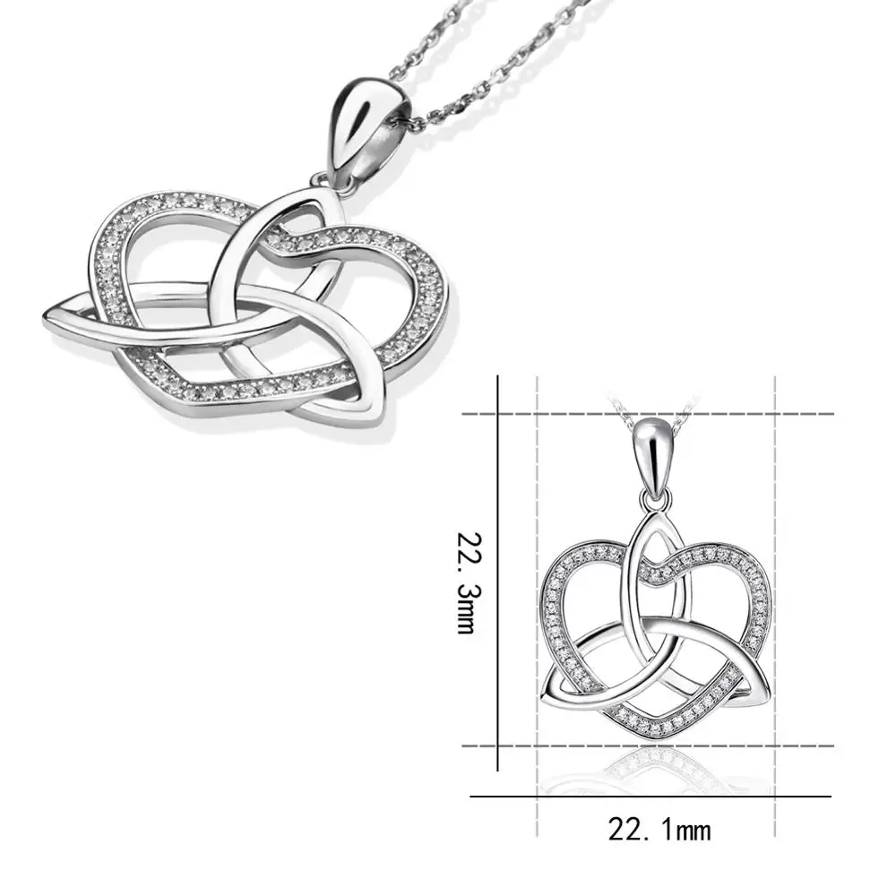 

Strollgirl 925 Sterling Silver Heart Celtic Clear Zircon Pendant Necklace Fashion Jewelry Making Lovers Eternal Gifts Free Ship