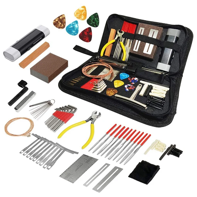 

72Pcs Guitar Tool ,Guitar Repair and Maintenance Tool Kit, Guitar Accessories with Guitar String Pick Bridge Pin Gauge