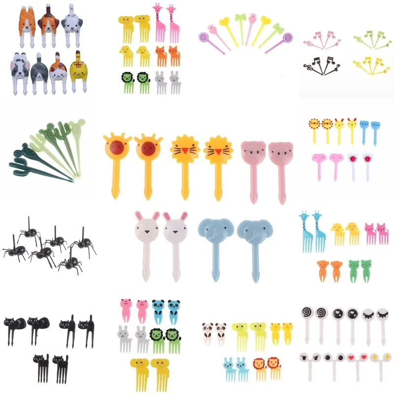

Fruit Fork Cartoon Mini Animal Farm Cartoon Food Selection Children Snacks Cake Dessert Food Fruit Fork Party Decoration
