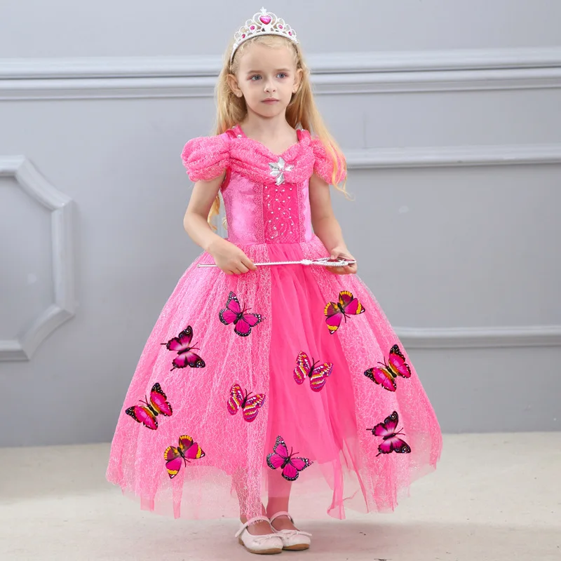 

Halloween Children's Costumes Girl Princess Dresses Butterfly Decoration Lace Ball Gown Party Christmas Dress For Girl Clothes