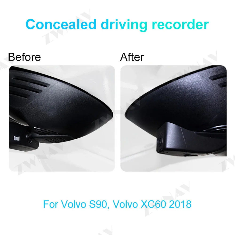 Автомобильный видеорегистратор для S90/XC60/ V60/ V90 версии оригинала, специально разработанный скрытого типа, с WiFi и записью в 1080P.